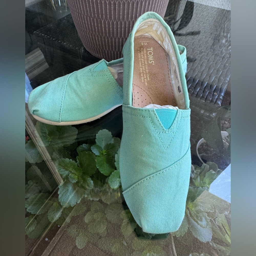 Toms Light Green Canvas Slip-Ons